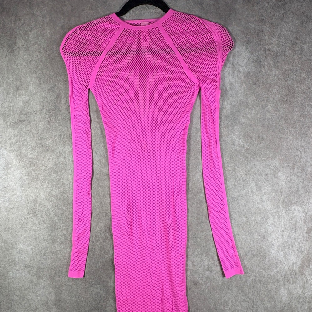 SKIMS Dress Women XXS-S Pink Recycled Swim Cut Out Long Sleeve Mesh Maxi NEW - Picture 2 of 9